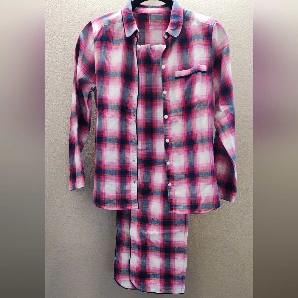 Girls Gap Pink Plaid Pajama set